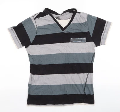 £4.25 • Buy UrbanSpirit Mens Grey Striped Cotton T-Shirt Size S Round Neck