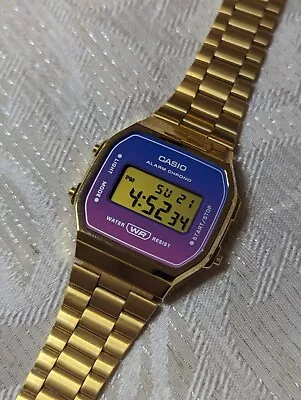 Casio Retro Vintage A168WERG-2A Purple Fuchsia Gold Digital Watch • $60