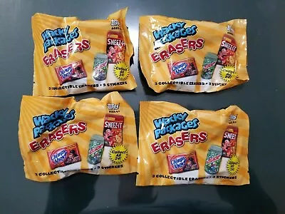 Wacky Packages Series 1 Erasers 4 Unopened Packs (12 Erasers & Stickers) • $18.99