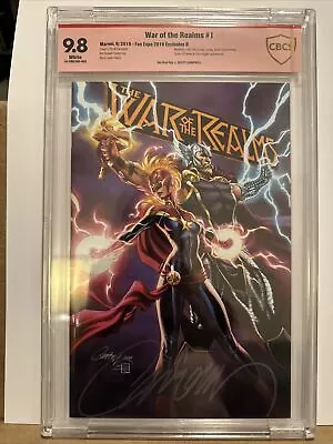 War Of The Realms #1 J Scott Campbell Variant B Signed & Cbcs Graded 9.8 Thor • $44.95