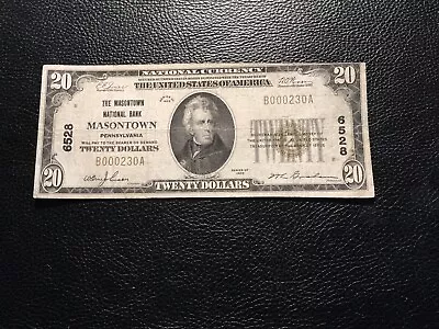 National Bank Note Masontown PA Only 9 Small Notes Known Close Trim Top • $225