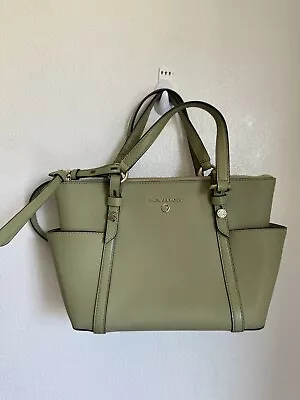 Michael Kors Ciara Large Saffiano Top Zip Satchel Handbag Green • $65