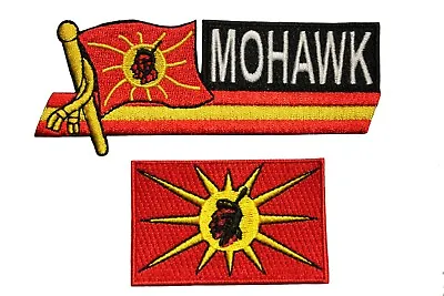 MOHAWK Native Flag Set Of 2 SideKick Word & Rect. Iron-On PATCH CREST BADGES • $7.99