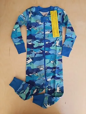 Nwt Hanna Andersson Blue Sharks Organic Zipper Sleeper Pajamas 80 18-24 M • $28.99