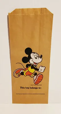 Disney Mickey Mouse Running  Pose Paper Lunch Bag Carrousel Products 1980's • $2.99