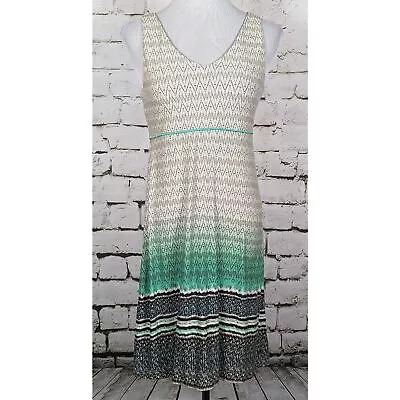 $25 • Buy ATHLETA Santorini Dress Green Ombre Zig Zag Print Athleisure Beach Medium 