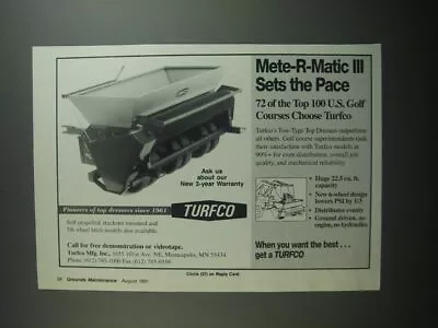 1991 Turfco Mete-R-Matic III Dressers Ad - Sets The Pace • $19.99