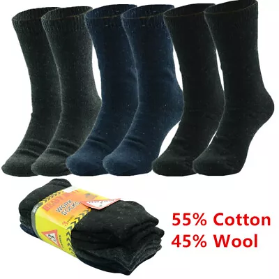 3 Pairs Mens Heavy Duty Winter Thermal Work Boots Wool Cotton Crew Socks 9-13 • $7.99