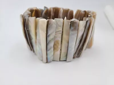 Wide Abalone Shell Stretch Bracelet HB • $9.99