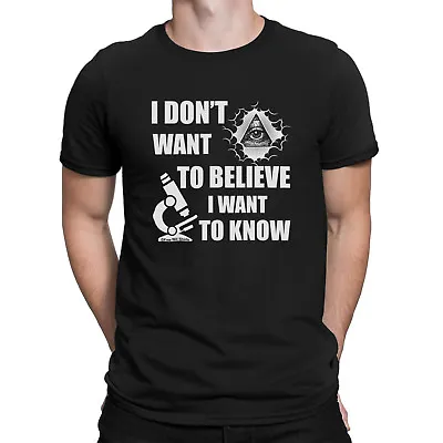 Mens ORGANIC T-Shirt Dont Want To Believe I Want To Know Science Atheist Atheism • $11.14