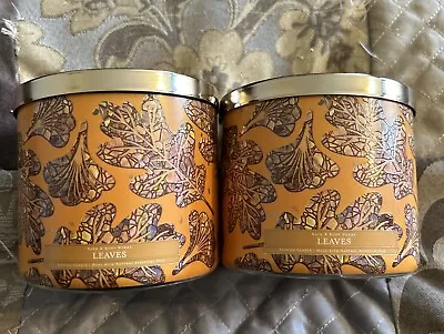 2 X Bath &  Body Works  LEAVES 3-Wick Scented Candles  14.5 Oz NEW ! • $47.95