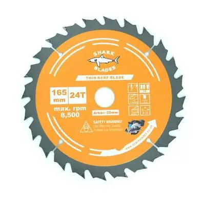 £8.25 • Buy Shark Blades TCT Circular Saw Blade 165 X 24T Thin Kerf Ideal For Cordless Saws
