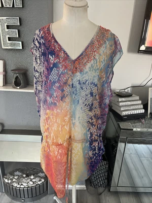 £3.99 • Buy Wallis Sheer  Kaftan With Embellished Neckline Size Small To Medium 10 To 12 Uk