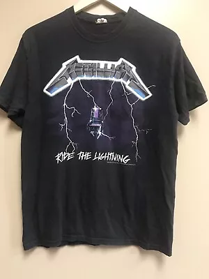 Metallica 2007 Ride The Lightning Men's Black Shirt Size M Small Hole • $8