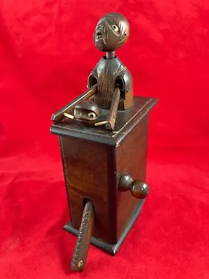 £350 • Buy RARE Antique Japanese Meiji Carved Wooden Kobe Toy With Man On Box Playing Drums