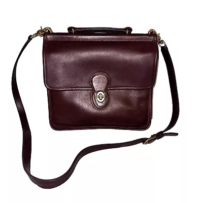 COACH Vintage 9927 Willis Bag Purse Dark Brown Crossbody Brass Hardware Charm • $150