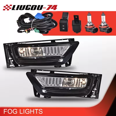 Fit For 13-15 Honda Accord Sedan Black Housing Fog Light Lamp Bulbs Smoked Lens • $42.90