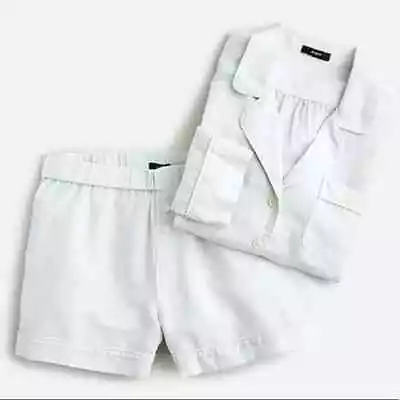 NWT J.Crew Linen-cotton Pajama Short Set Item#AY358 XXS Light Blue Retail $90 • $60