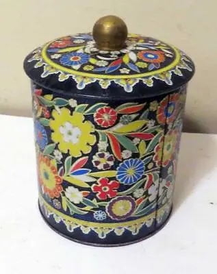 Daher Lidded Container Designed By Daher Long Island Ny Vtg Boho Floral 5  Tin • $14.95