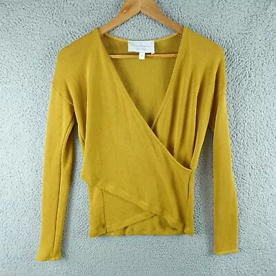 Viktoria Woods Womens Top 0 Yellow Knit Long Sleeve V Neck Corporate Career Work • $29.90