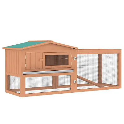 PawHut Wooden Rabbit Hutch Enclosure Run House 2 Tier Large Coop Run Pet • £91.99