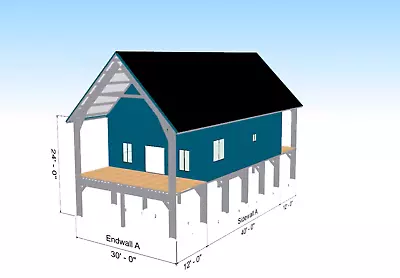 Architectural Plan Set For A Custom Designed 30x40 Cabin Kit With 2 Porches! • $997