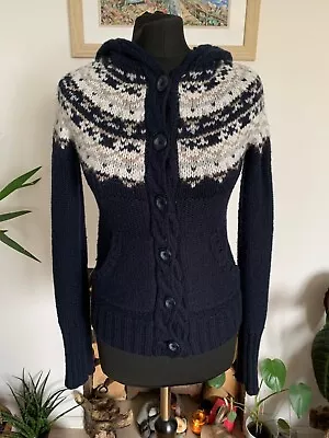 Vintage Rare ZARA Trf Fairisle Angora Wool Mix Hooded Cardigan - Size S Hermione • £0.99