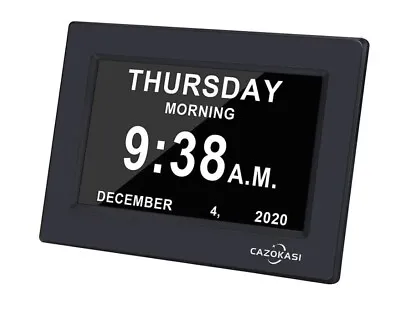 CAZOKASI Auto Dimmable Calendar Day Clock Digital HD Display 12 Alarms K • £25