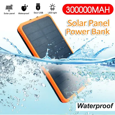 $30.99 • Buy 300000mAh Portable Solar Charger Dual USB External Battery Power Bank Waterproof