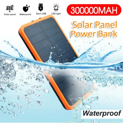 $30.99 • Buy 300000mAh Portable Solar Charger Dual USB External Battery Power Bank Waterproof