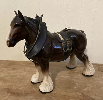 £14 • Buy Horse Figure Medium Shire Horse Figurine Brown Ceramic Figure 6.5” High