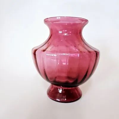 Pilgrim Cranberry Art Glass 6 H Vase Rare Shape • $15.96