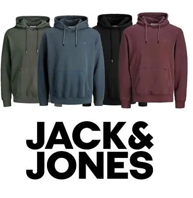 Jack &Jones Hoodie Mens Washed Hoodie Gym Pullover Sweat Top Overhead Hoodie • £14.99