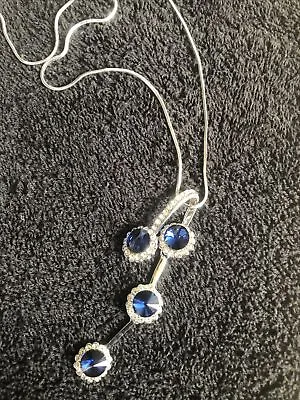 Beautiful Custume Jewelry Necklace Blue Nwt  Az-00000382 • $1.65