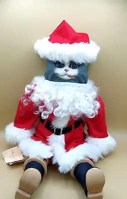 18  Goebel Betty Jane Carter Grey Cat Christmas Doll - Santa Claws Music Box • $59.99