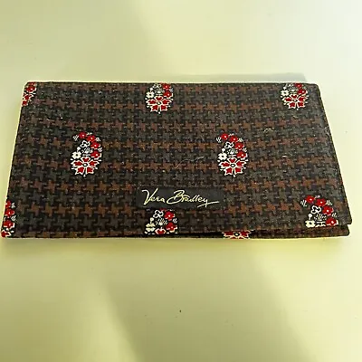 Vera Bradley Houndstooth Brown Fabric Floral Check Book Cover • $14.95