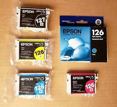 5 Genuine EPSON 126 127 Ink Cartridges OEM • $64.99