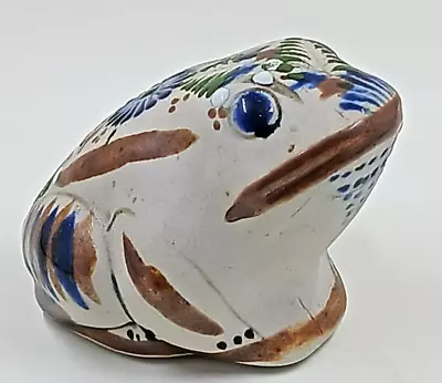 Signed Mexican Folk Art Tonala Hand Made Hand Painted Pottery Frog • $8.99