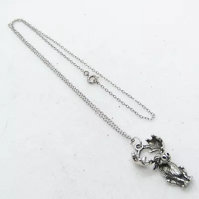 Beautiful Sterling Silver 925 Moose Charm Necklace 18.5  K1898 • $26.95