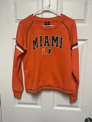 Colosseum Miami Hurricanes Womens Pullover Sweatshirt Top Size Medium Orange * • $0.99