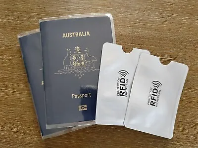 $5.85 • Buy 2 Passport Cover Transparent Clear Holder+ 2 RFID Credit Card Anti-scan Sleeve