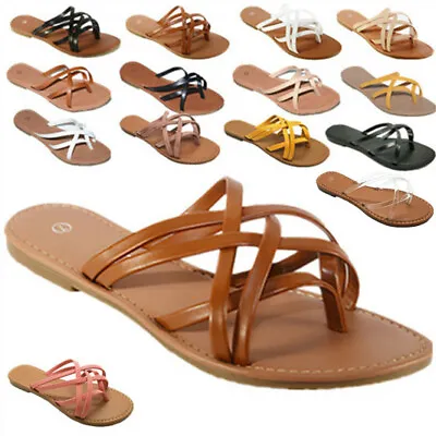 New Women Gladiator Sandals Shoes Thong Flops Flip Flat Size  Slipper Shoes • $16.69