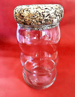 Vintage Curvy Glass Food Storage Bottle With Cork Top - 6.5  H. • $17.50