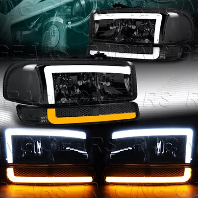 Smoke Drl Led Headlight+bumper Lamp W/clear Reflector Fit 99-07 Gmc Sierra Yukon • $181.95