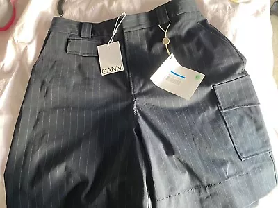 Ganni Smart Pinstripe Tailored Shorts  Bnwt  Size 42 Not Dress 14 • £27.50