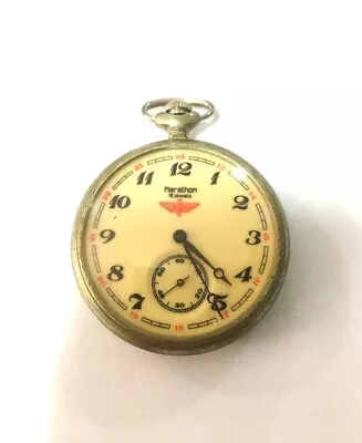 Vintage Original Marathon 18 Jewels Railway Pocket Watch RR Railroad Running! • $198