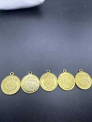 Lot Of Five (5) 2019 Krewe Of REX  1  Gold Plated Bronze Looped Mardi Gras Charm • $15