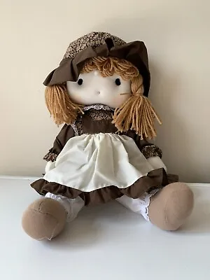 SUNNY TOYS Vintage Rag Cloth Doll Brown Dress Bloomers 45cms Made In Korea • $49.95