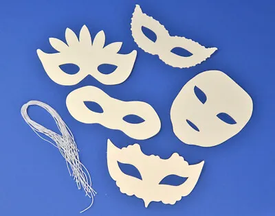£6.07 • Buy 16 Assorted White Card Craft Masks For Kids To Decorate For Crafts