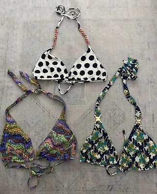 L*space Lot Of 3 Triangle Bikini Swim Tops Size Large Multi Color **READ • $30